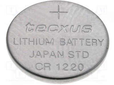 Батерия TECXUS CR1220 BAT-CR1220/TX Батерия литиева 3V CR1220 бутонна O12x2mm; 35mAh